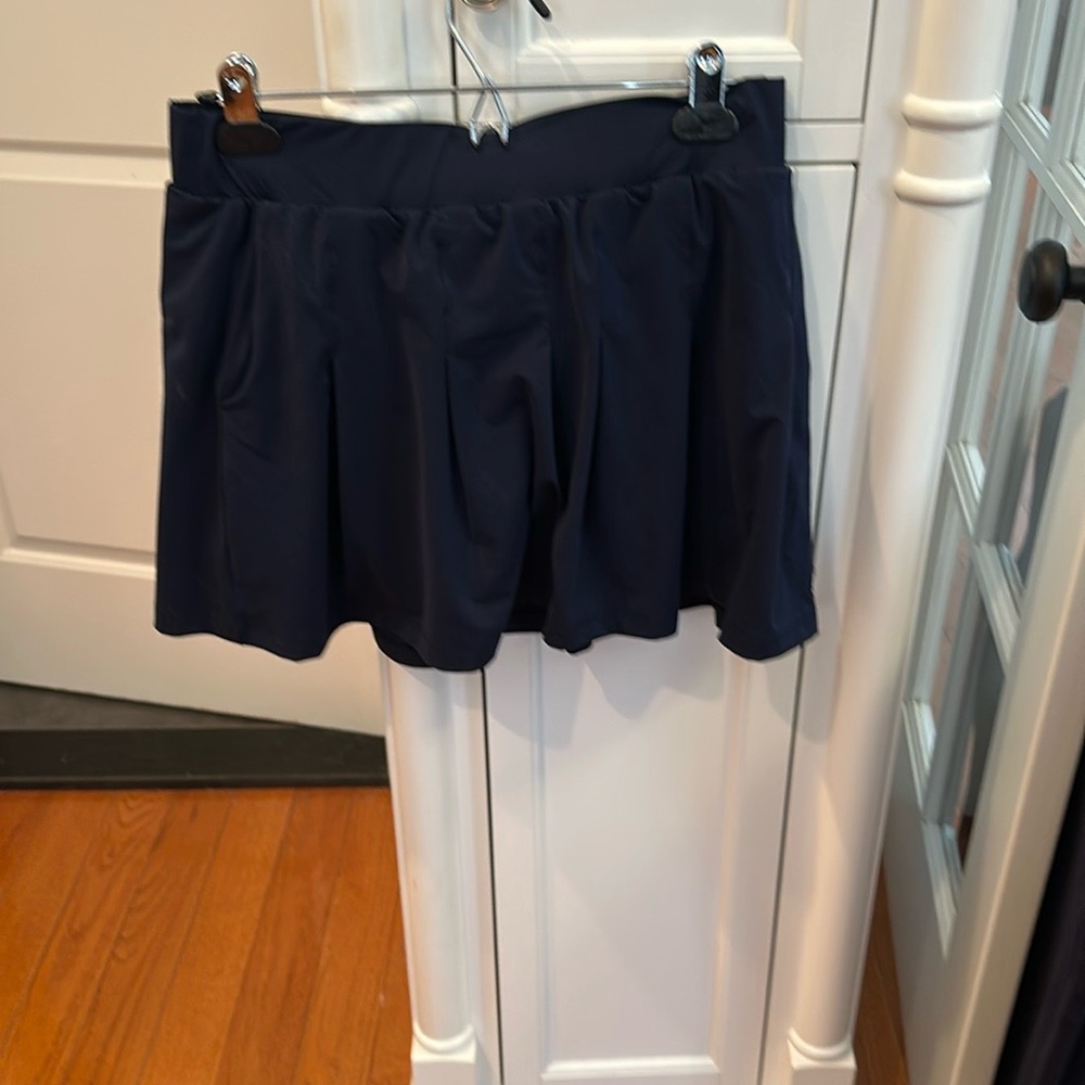 Tory Sport Navy Tennis Skirt w/Bundes and Pockets
